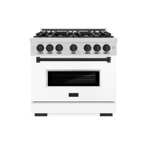 ZLINE - Autograph 36" Classic Gas Range with 6 Burners and Black Accents (CGRZ-WM-36-MB) - White
