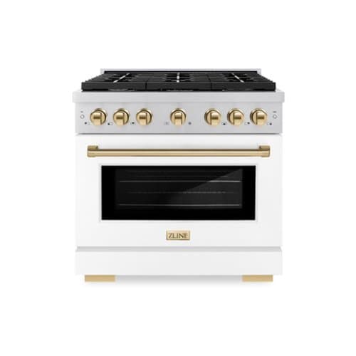 ZLINE - Autograph 36" Paramount Dual Fuel Range with Gold Accents (SDRZ-WM-36-G) - White