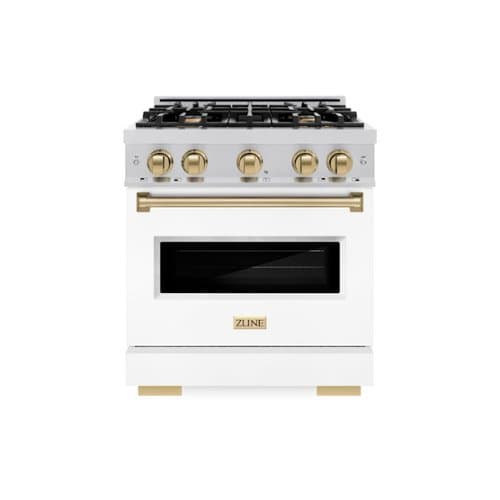 ZLINE - Autograph 30" Classic Dual Fuel Range with Bronze Accents (CDRZ-WM-30-CB) - White