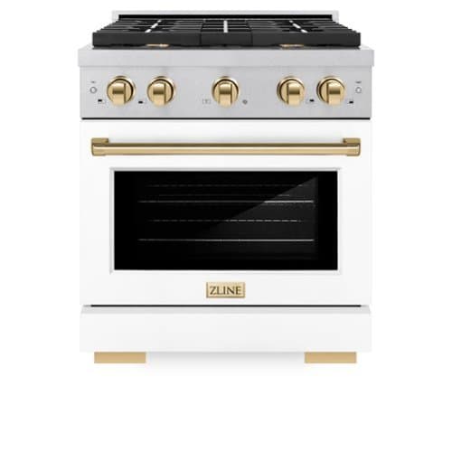 ZLINE - Autograph 30 in. Paramount Dual Fuel Range with White and Gold Accents (SDRSZ-WM-30-G) - White