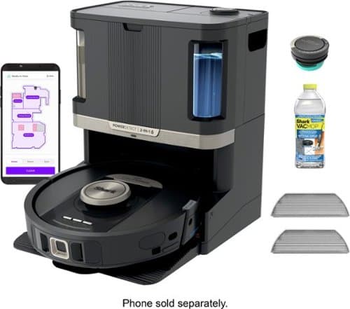 Shark - Robot Vacuum & Mop PowerDetect NeverTouch Pro, Combo, Self-Emptying & Self-Refilling with Self-Clean Pad Wash & Dry - Black