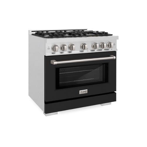 ZLINE - 36 in. Select Dual Fuel Range with 6 Burner Cooktop (HDRS-BLM-36) - Satin Steel/Black