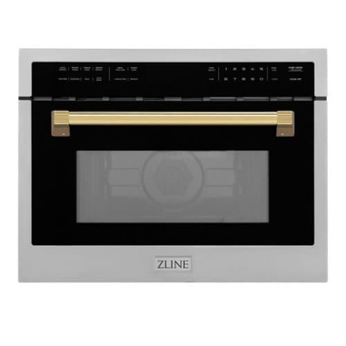 ZLINE - Autograph Edition 24" 1.6 cu ft. Built-in Convection Microwave Oven and Polished Gold Accents - Stainless Steel