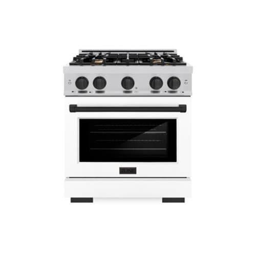 ZLINE - Autograph 30" Select Dual Fuel Range with Black Accents (HDRZ-WM-30-MB) - White