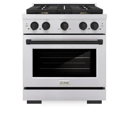 ZLINE - Autograph 30" Paramount Dual Fuel Range w/ 4 Burners & Matte Black Accents (SDRZ-30-MB) - Stainless Steel