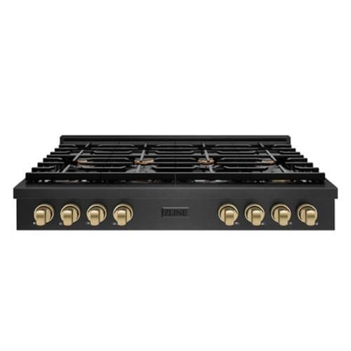 ZLINE - Autograph 48 in. 8 Burner Paramount Gas Rangetop in Black Satin Stainless Steel with Bronze Accents (SRTBSZ-48-CB) - Black Satin Stainless Steel
