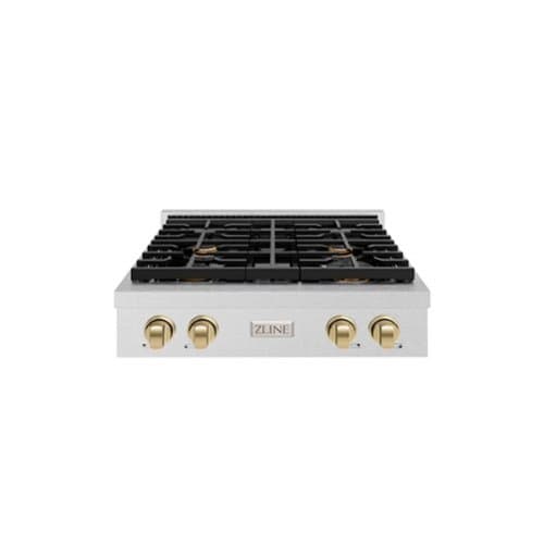 ZLINE - 30 in. Autograph Paramount Gas Rangetop with Bronze Accents (SRTSZ-30-CB) - Stainless Steel