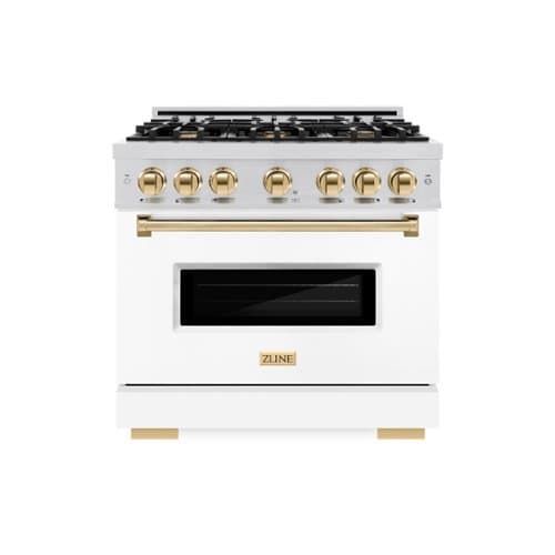 ZLINE - Autograph 36" Classic Gas Range with 6 Burners and Gold Accents (CGRZ-WM-36-G) - Black