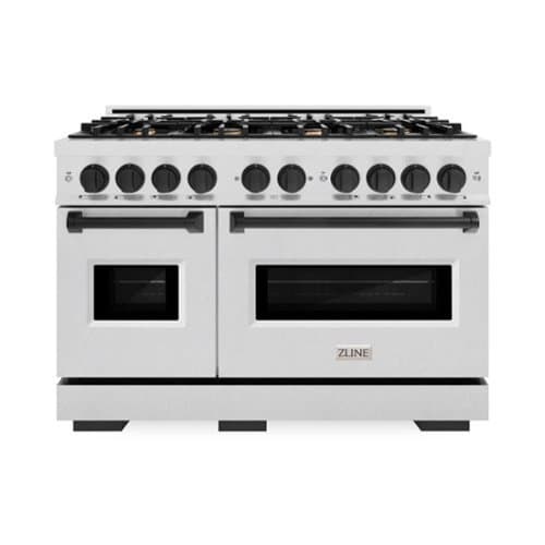 ZLINE - Autograph 48 in. Classic Dual Fuel Satin Steel Range w/ 8 Burners & Black Accents (CDRSZ-48-MB) - Stainless Steel