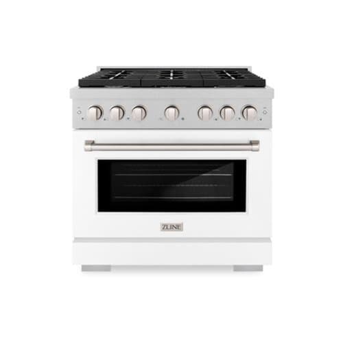 ZLINE - 36 in. Paramount Dual Fuel Range with6 Burners (SDRS-WM-36) - Satin Steel/Black Matte