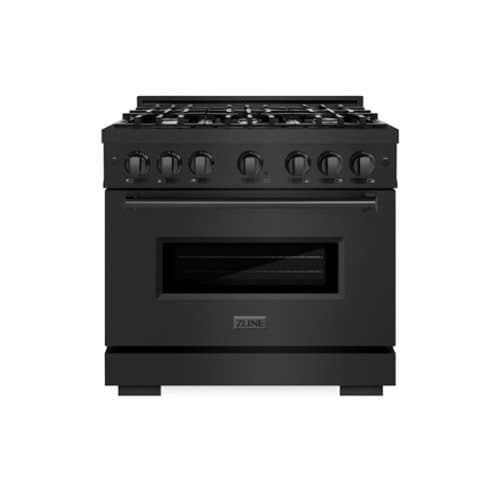 ZLINE - 36" Classic Dual Fuel Range with 6 Burners and Convection Oven (CDRB-36) - Black Stainless Steel