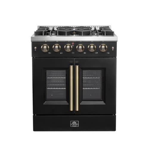 Forno Appliances - Galiano 4.32 Cu. Ft. Freestanding Gas Convection Range with French Door Design - Black