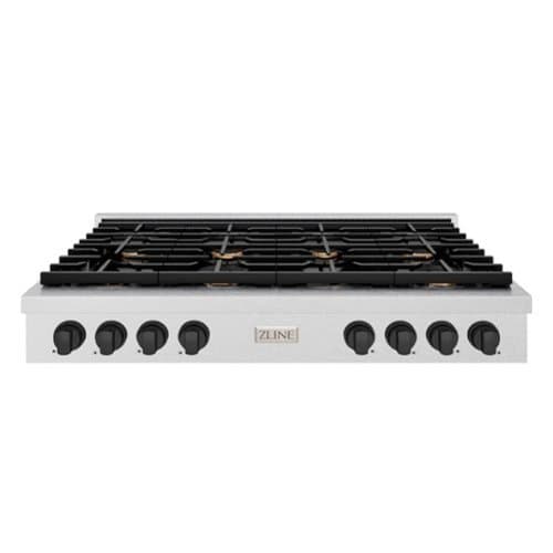 ZLINE - 48 in. Autograph Paramount Gas Rangetop with Black Accents (SRTSZ-48-MB) - Stainless Steel