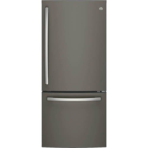 GE - 21.0 Cu. Ft. Bottom-Freezer Refrigerator with Sliding Snack Drawer - Slate