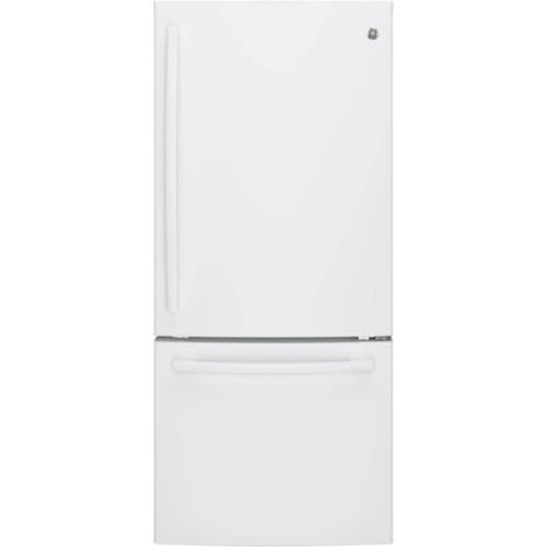 GE - 21.0 Cu. Ft. Bottom-Freezer Refrigerator with LED Internal Lighting - High Gloss White