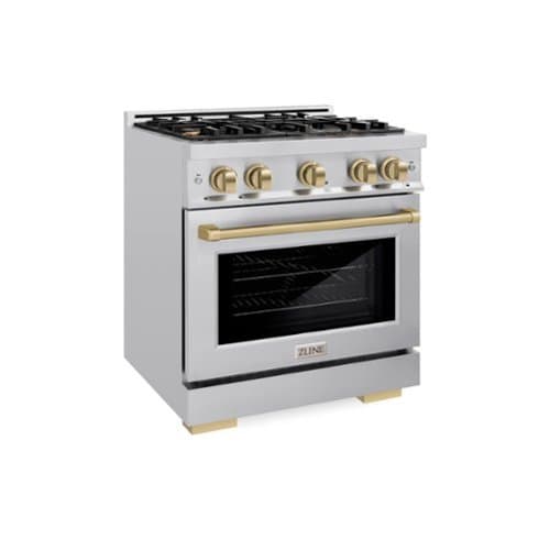 ZLINE - Autograph 30" Select Dual Fuel Range w/ 4 Burners & Champagne Bronze Accents (HDRZ-30-CB) - Black