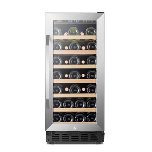 Lanbo - 15 Inch 31 Bottle Built-in or Freestanding Wine Cooler with Digital Temperature Control and Removable Shelves - Black