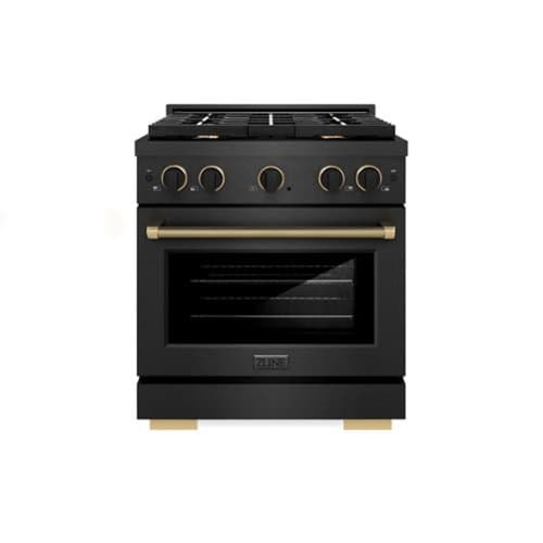 ZLINE - Designer 30 in. 4.2 cu. ft. Freestanding Paramount Dual Fuel Range in Black Satin Steel with Black and Bronze Accents - Black Satin Stainless Steel