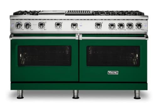 Viking - 8.0 Cu. Ft. 60"W. Professional 5 Series Freestanding Double Oven Gas Convection Range - Ivy