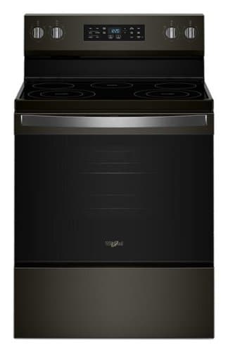 Whirlpool - 5.3 Cu. Ft. Freestanding Electric Range with Air Cooking Technology and Steam Clean - Black Stainless Steel