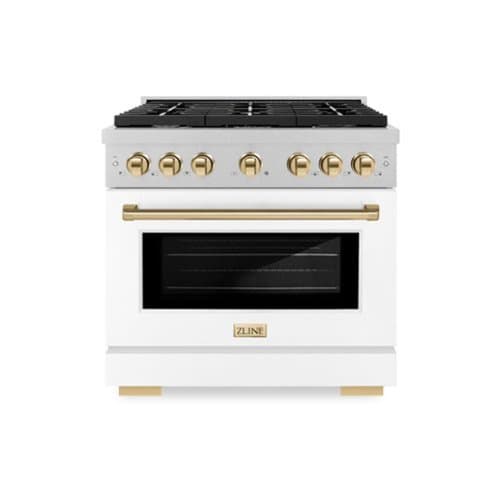 ZLINE - Autograph 36 in. Paramount Dual Fuel Range with White and Gold Accents (SDRSZ-WM-36-G) - White