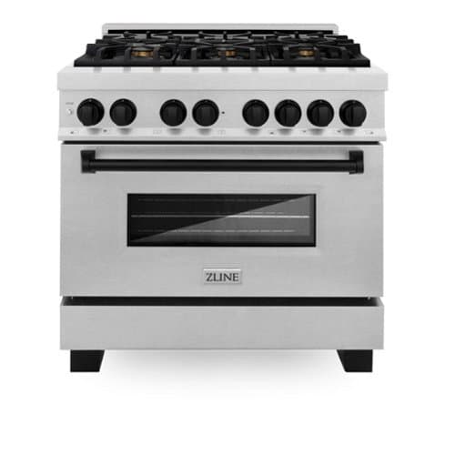 ZLINE - Autograph 36 in. Legacy Dual Fuel Range in Satin Steel & Black Accents (RASZ-SN-36-MB) - Stainless Steel