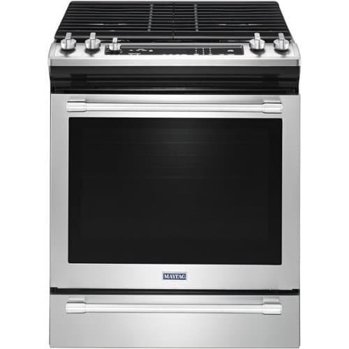 Maytag - 5.8 Cu. Ft. Self-Cleaning Fingerprint Resistant Slide-In Gas Convection Range - Stainless Steel