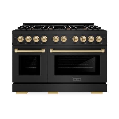 ZLINE - Autograph 48" Select Dual Fuel Range with Bronze Accents (HDRBZ-48-CB) - Black Stainless Steel