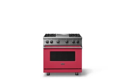 Viking - 5.1 Cu. Ft. 36"W Freestanding Gas Sealed 4 Burner Range with Griddle - Valentine