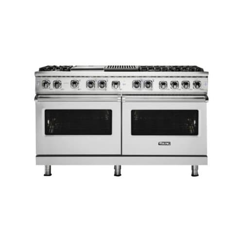 Viking - 5-Series Dual Fuel Self-Clean 60"W Sealed Burner Range - Stainless Steel