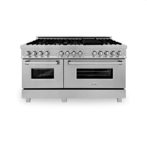 ZLINE - 60 in. Legacy Dual Fuel Range with 9 Burners and 2 Ovens (RAS-SN-60) - Satin Stainless Steel