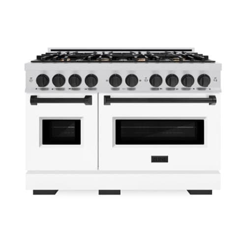 ZLINE - Autograph 48" Classic Double Oven Dual Fuel Range with White and Black Accents (CDRZ-WM-48-MB) - White