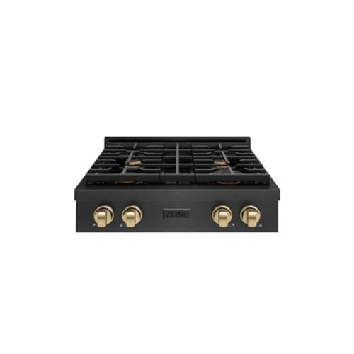 ZLINE - Autograph 30 in. 4 Burner Paramount Gas Rangetop in Black Satin Stainless Steel with Bronze Accents (SRTBSZ-30-CB) - Black Satin Stainless Steel