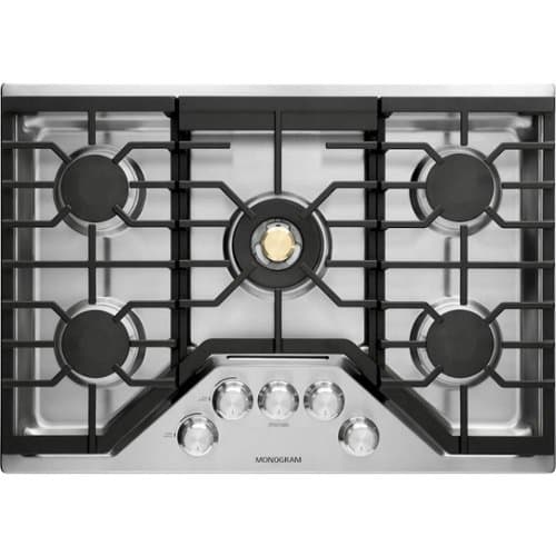 Monogram - 30" Built-In Gas Cooktop with 5 burners and Sapphire Glass Precision Knobs - Stainless Steel