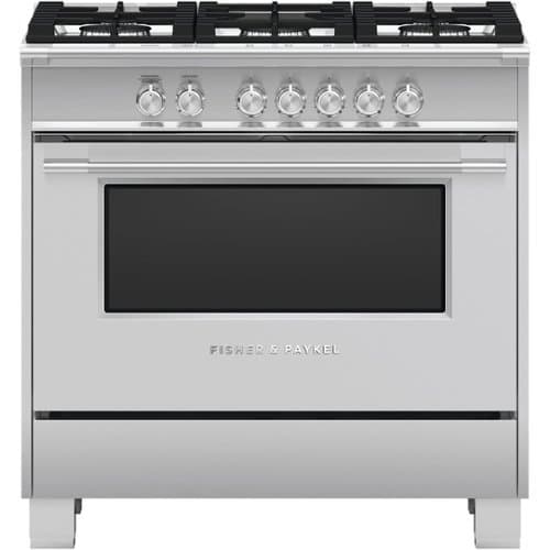 Fisher & Paykel - 4.9 Cu. Ft. Freestanding Gas Convection Range - Brushed Stainless Steel/Black Glass
