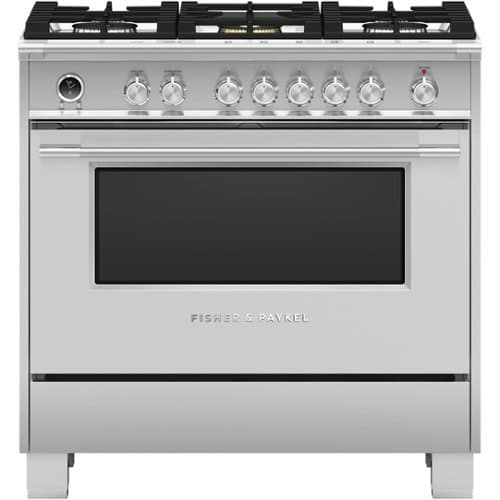 Fisher & Paykel - 4.9 Cu. Ft. Self-Cleaning Freestanding Dual Fuel Convection Range - Stainless Steel