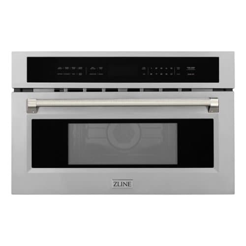ZLINE - Autograph 30 in. 1.6 cu ft. Built-in Convection Microwave Oven and Polished Nickel Helix Handle - Stainless Steel