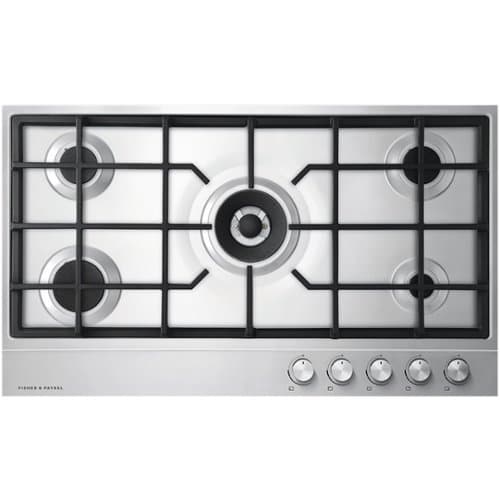 Fisher & Paykel - 35.4" Gas Cooktop - Stainless Steel/Polished Strip