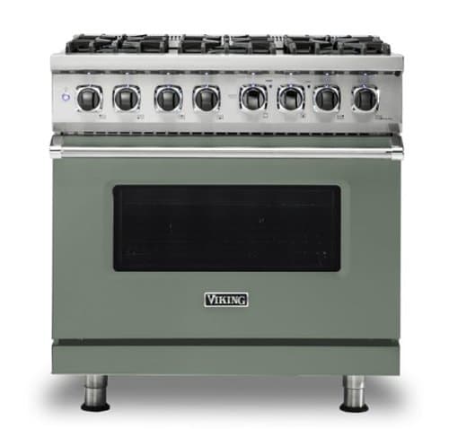 Viking - 5-Series 5.6 Cu. Ft. Self-Cleaning Freestanding Dual Fuel Convection Range - 6 Burner - Eucalyptus