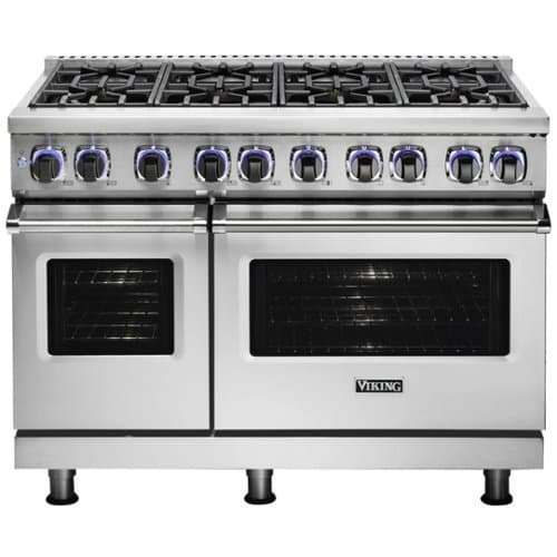 Viking - 48"W 7-Series Dual Fuel Self-Clean Range-8 Burners-LP - Stainless Steel