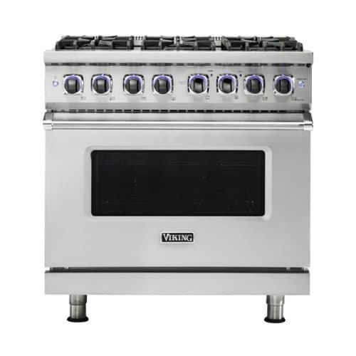 Viking - Freestanding 7 Series Dual Fuel Self-Clean 36"W Range - Stainless Steel