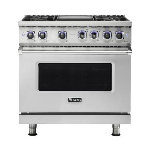 Viking - Freestanding 7 Series Dual Fuel Self-Clean 36"W Range - Stainless Steel