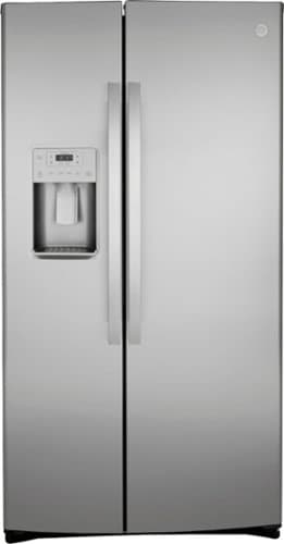 GE - 25.1 Cu. Ft. Side-By-Side Refrigerator with External Ice & Water Dispenser - Stainless Steel