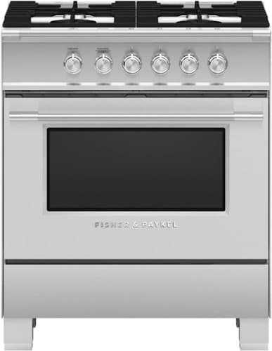 Fisher & Paykel - Classic Series 3.5 Cu. Ft. Freestanding Gas True Convection Range - Brushed Stainless Steel/Black Glass