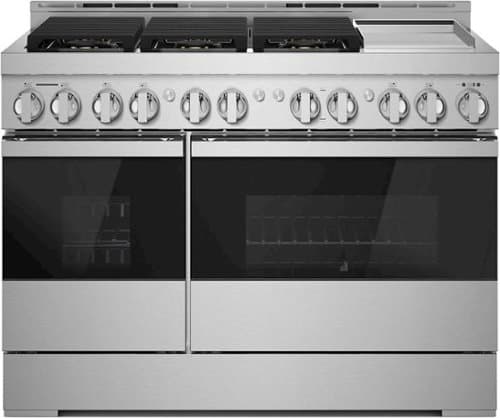 JennAir - NOIR 6.3 Cu. Ft. Freestanding Double Oven Gas True Convection Range with CustomClean - Floating Black Glass