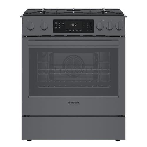 Bosch - 800 Series 4.8 Cu. Ft. Slide-In Gas Convection Range with Self-Cleaning - Black Stainless Steel