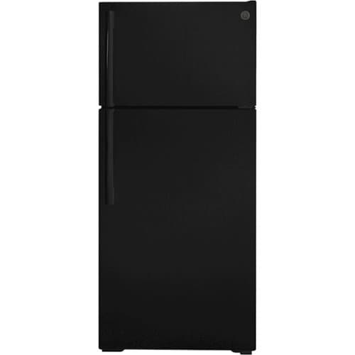 GE - 16.6 Cu. Ft. Top-Freezer Refrigerator with Interior LED Lighting - Black