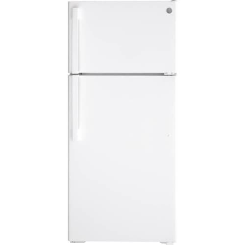GE - 16.6 Cu. Ft. Top-Freezer Refrigerator with Edge-to-Edge Glass Shelves - White