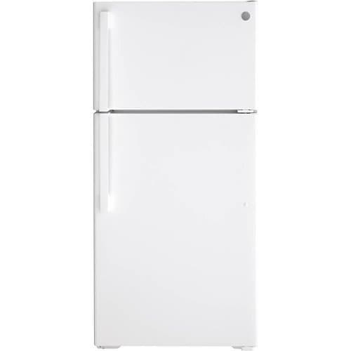 GE - 15.6 Cu. Ft. Top-Freezer Refrigerator with LED Interior Lighting - White