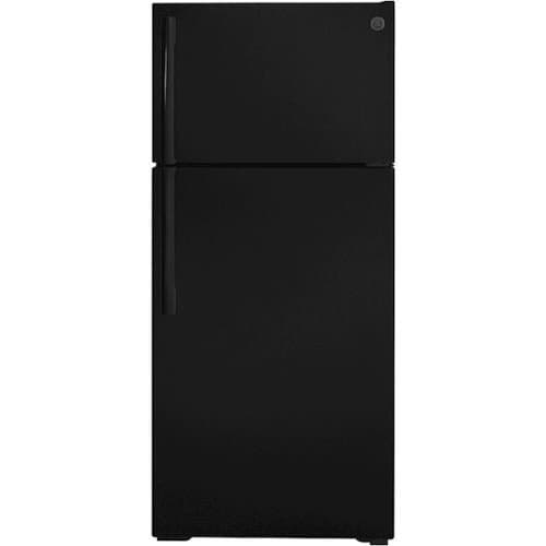 GE - 16.6 Cu. Ft. Top-Freezer Refrigerator with Adjustable Wire Shelves - Black